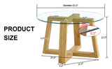 ZUN Modern practical circular coffee tables. Made of transparent tempered glass tabletop and wood W1151P146796