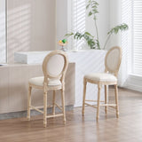 French Country Dining Chairs Set of 2, Upholstered Chairs with Round Back, Wire drawing and carving W3426P324574