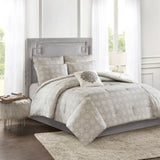 6 Piece Embroidered Cotton Reversible Comforter Set Ivory King/Cal King B035128873
