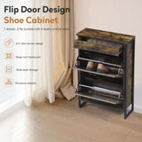 Slim Shoe Cabinet with 2 Flip Drawers &1 Drawer, Narrow Wall Hidden Shoe Cabinet, Freestanding Shoe W2948P245238