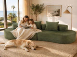 110.24" Fully Compressed Sofa, Corduroy 2-Seater Couch with 2 Lumbar Pillows, Cozy Deep Seat W3326P446759