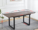 walnut color,Square Extendable Dining Table with metal leg,Modern Space Saving Kitchen Table for W234P282511