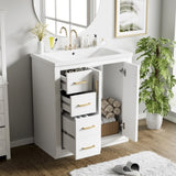 30'' Bathroom with Ceramic Sink Combo,Solid Wood Frame Bathroom Storage Cabinet, Freestanding N710P191970K
