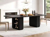 70.9" Rectangular Dining Table for 6 People, Fluted Panel Legs with 2 Side Storage Cabinets, MDF 02706775