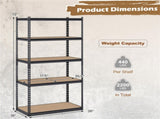 5-Tier Heavy Duty Black Garage Shelving Unit, 72" H x 36" W x 18" D 2200 LBS Load Capacity Boltless 34683830