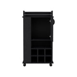 ZUN Bar Cart with 6 Built-in Wine Rack and Casters, Black B097120591