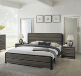Ioana Antique Grey Finish 3-Piece Wood Bed Room Set, King Size Bed and Two Nightstands T2574P202572