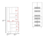 White Oak and Wengue Kitchen Pantry with Open Storage and 4 Doors B062P323175
