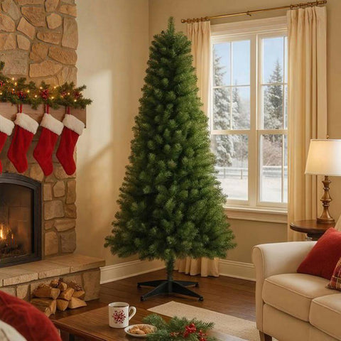 6FT Unlit Artificial Christmas Tree 490 Tips, PVC Full Branches, Classic Green Holiday Tree 62137322