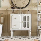Retro Style 30'' Bathroom Vanity with Ceramic Sink Combo, Freestanding Single Vanity with 2 Drawers, N710P195635K