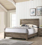 ZUN Grey Finish Fabric 1pc Queen Size Panel Bed Beautiful Wooden Bedroom Furniture Contemporary Style B011P174710