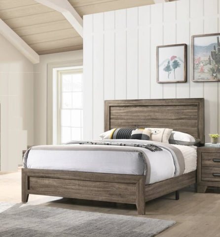 ZUN Grey Finish Fabric 1pc Queen Size Panel Bed Beautiful Wooden Bedroom Furniture Contemporary Style B011P174710