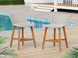 Lymington Outdoor Bar Stool, Teak Finished Wood with Light Grey Wicker, Set of 2 N775P278094G