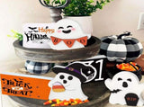 Cute Ghost Halloween Decorations Indoor, Wooden Tiered Tray Decor Table Sign Set of 3, Black Cat Bat 30672597