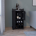 ZUN Bar Cart with 6 Built-in Wine Rack and Casters, Black B097120591