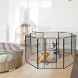 ZUN Dog Fence 40" H,8 Metal Panel Heavy Duty Pet Playpen Dog Fence with Door 79093590