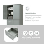 ZUN Tall and Wide Storage Cabinet with Doors for Bathroom/Office, Three Drawers, Grey WF299285AAG