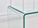 Tempered Clear Bent Glass SideTable, Transparent End Table, Sofa table W1718126150