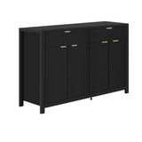 Modern Wave-Pattern Sideboard Cabinet with 2 Drawers and 4 Doors, 3-Level Adjustable Shelves, N711P269068B