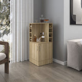 FM FURNITURE Toyei Corner Bar Cabinet with Bottle Rack, Open Shelves, and Hidden Storage, Natural B128P269880