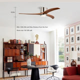 52" Flush Mount Ceiling Fan Solid Wood Blades Ceiling Fan With Light with Remote Control, Noiseless W1592P322639
