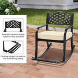 Metal Chair, Outdoor Bench with Cushion, Patio Rocker with Footrest, Weatherproof 64175389