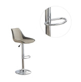 ZUN Dining Kitchen Adjustable Bar stool Chair Light Grey Wax Polyurethane Leather Chrome Base Modern Set B011P151353