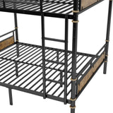 Full over Full Metal Bunk Bed, Industrial Detachable Bunkbeds with Safety Guard Rails for Teens W2580P304986