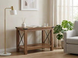 Rustic Country Side Table, End Table for Narrow Areas, Honey Brown Particleboard and Steel 31176977