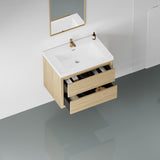 30" Wall-Mounted Bathroom Vanity with Sink, Floating Bathroom Storage Cabinet with Stone Resin W1573P211183