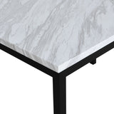 ZUN Noyes Metal Dining Table with Laminated Faux Marble Top, Off-white T2574P165158