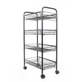 Exquisite Honeycomb Net Four Tiers Storage Cart with Hook Black 01157249