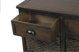 TREXM Rustic Storage Cabinet with Two Drawers and Four Classic Rattan Basket for Dining/Living WF193442AAD