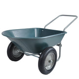 ZUN wheel barrow Two wheeled trolley for green garden 15 inch pneumatic wheel WB1001GN W22770787