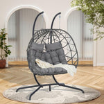 ZUN 2 Person Outdoor Rattan Hanging Chair Patio Wicker Egg Chair W874P146255