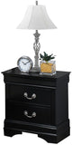 ZUN 1pc Black Finish Two Drawers Louis Philip Nightstand Solid Wood Contemporary & Simple Style B01181970