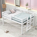 ZUN Wood Twin Size Loft Bed with Side Ladder, Antique White WF312787AAK