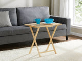 Modern Indoor Folding Tray Table Set of 2, Natural Finish, Solid Rubberwood, 19 x 14.5 x 26 79459627