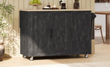 K&K 51.2"W Geometric Twill Stripe Textured Design Kitchen with Drop Leaf, Farmhouse Kitchen N707P221444B