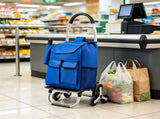 36L Folding Stair Climber Trolley, 6-Wheel Grocery Shopping Cart with Oxford Bag for Laundry & 76963278