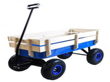 Outdoor Wagon All Terrain Pulling Wood Railing Air Tires Garden Cart W22740235