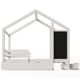 Full House Bed with Blackboard and Drawers, Two assembly options, White 38015791