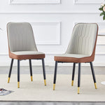 ZUN Light gray and brown color combination dining chairs and living room chairs. PU cushion and metal W1151P164672