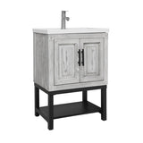 24" Bathroom Vanity White Ceramic Sink & Hot and Cold Faucet , Freestanding Bathroom Cabinet W688P224402