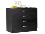 PB Wood Simple 4-Drawer Nightstand Dresser with USB Ports & Outlet Black 58873674