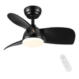 ZUN 28 In Intergrated LED Ceiling Fan Lighting with Black ABS Blade W1367P234010