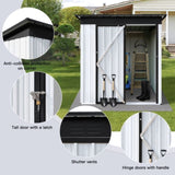 ZUN Metal garden sheds 5ftx3ft outdoor storage sheds White+Black W1350125818