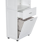 ZUN Tall Bathroom Cabinet with Laundry Basket, Large Space Tilt-Out Laundry Hamper and Upper 38181929