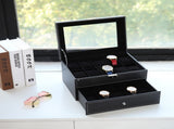 Watch Box 20 Mens Case Glass Top Display Organizer Lockable Black 38015822