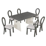 ZUN Modern 7-Piece Dining Table Set with Trestle Dining Table and 6 Upholstered Dining Chairs, Compact 81102333